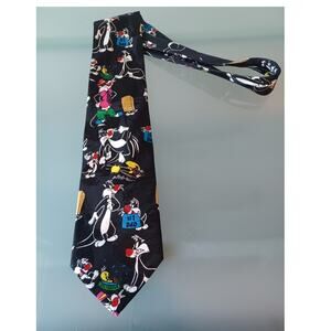 Vintage Looney Tunes Black Tie #1 Dad Warner Bros 1993